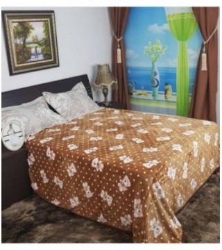 MANTA 1.80X2.10 MARRON CON DISEÑO OSITO