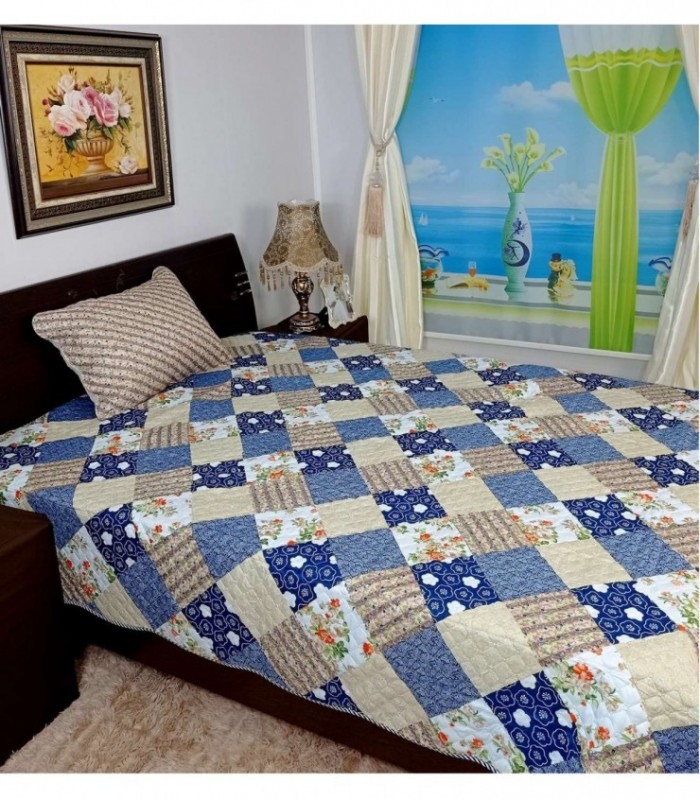 CUBRECAMA 1.80X2.30 ESTAMPADO AZUL