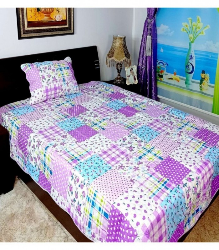 CUBRECAMA 1.80X2.30  LILA OSCURO ESTAMPADO