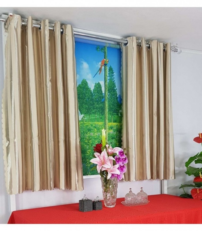 CORTINA 3X1.20 COLOR CREMA A RAYAS