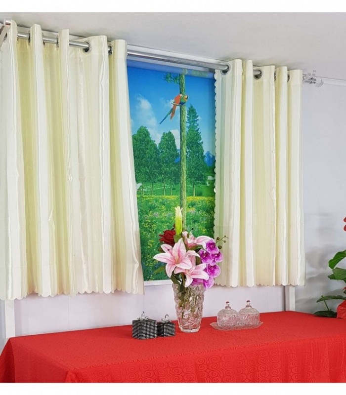 CORTINA 3X1.20 COLOR CREMA CLARO A RAYAS