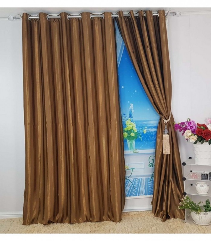 CORTINA 3.40X2.50 COLOR MARRON A RAYAS
