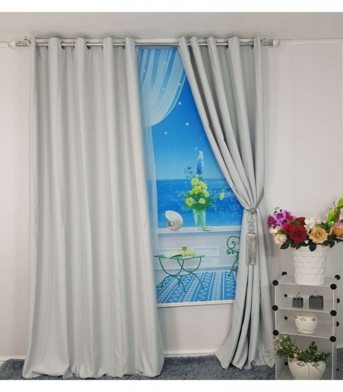 CORTINA 3.40X2.50 COLOR BLANCO HIELO LISO
