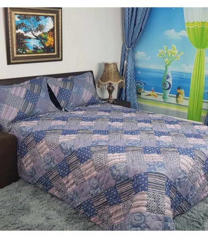 CUBRECAMA 2.30X2.50 ESTAMPADO AZUL