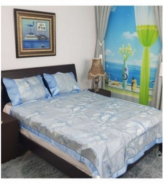 CUBRECAMA 1.60X2 ESTAMPADO CELESTE