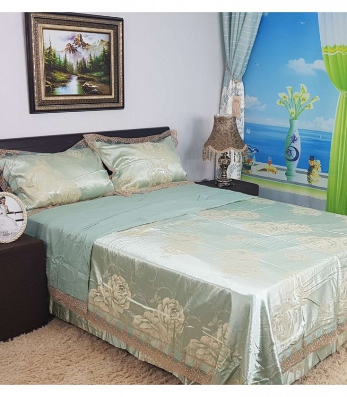 JUEGO DE SABANA 2.20X2.50 VERDE ESTAMPADO