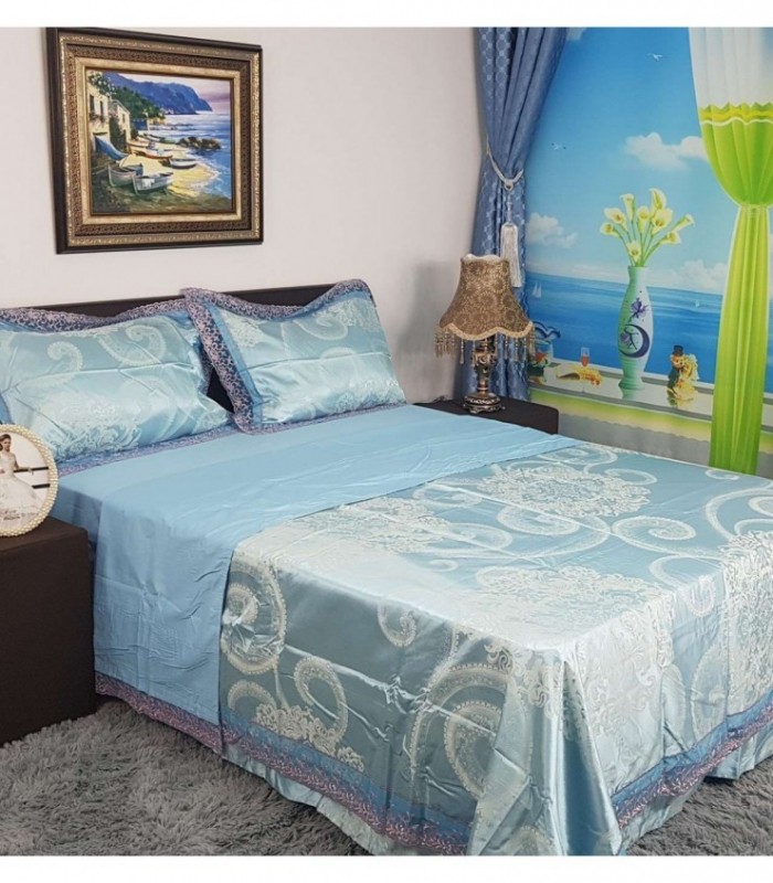 JUEGO DE SABANA 2.20X2.50 CELESTE ESTAMPADO