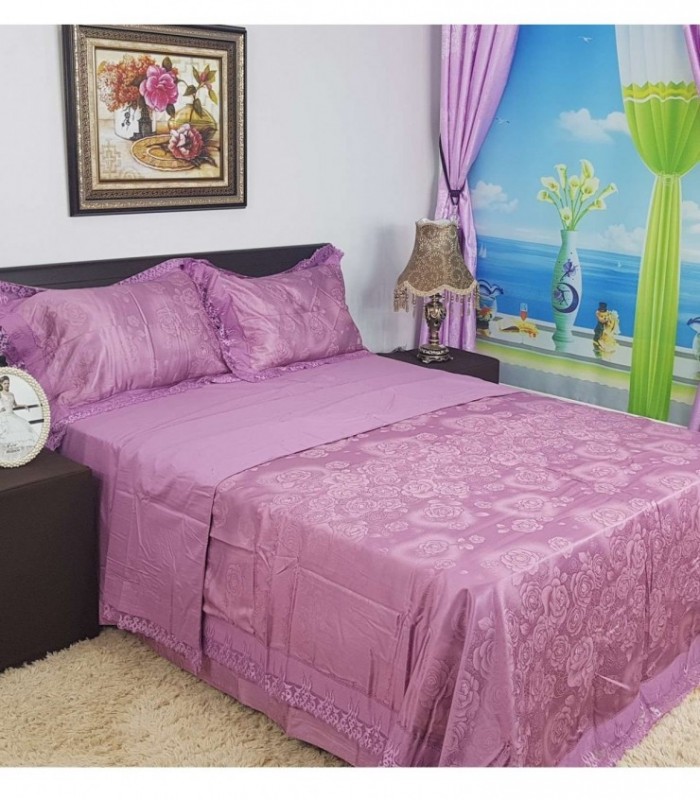 JUEGO DE SABANA 2.20X2.50 LILA ESTAMPADO