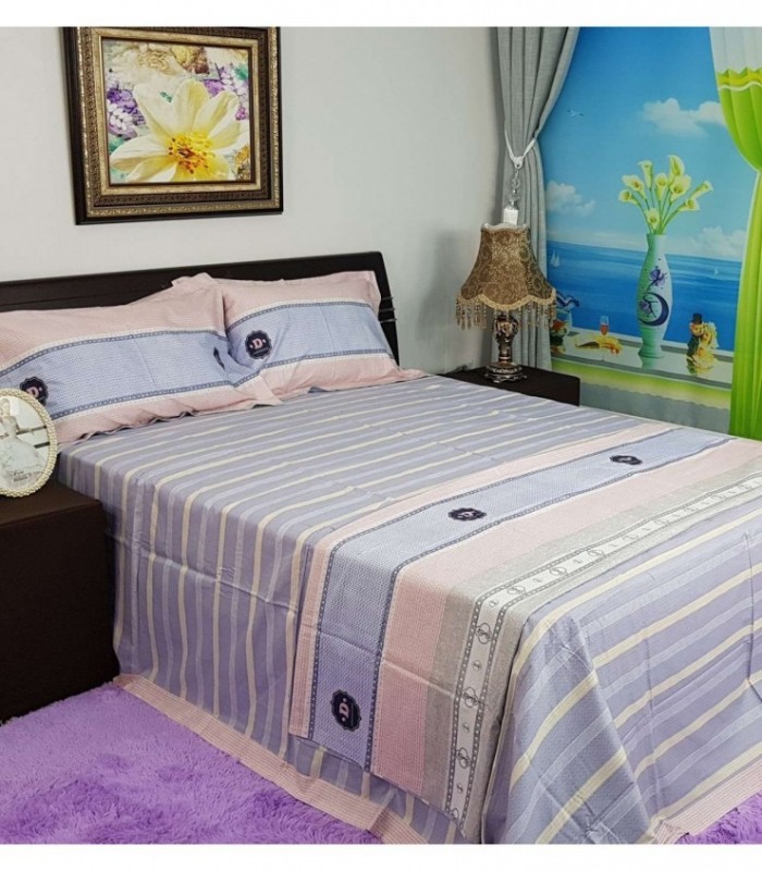 JUEGO DE SABANA INFANTIL 2.20X2.50 LILA ESTAMPADO