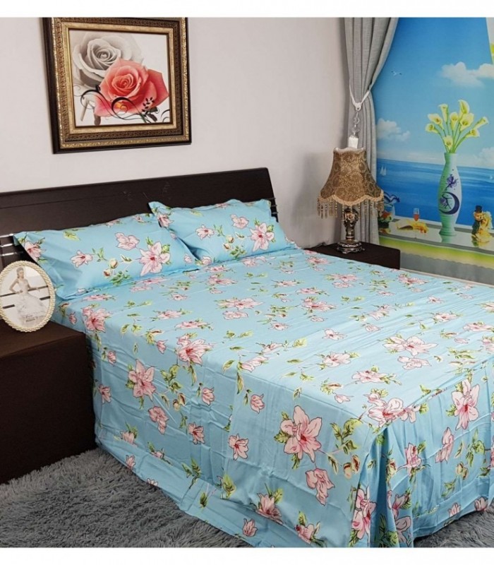 JUEGO DE SABANA 2.20X2.50 CELESTE ESTAMPADO