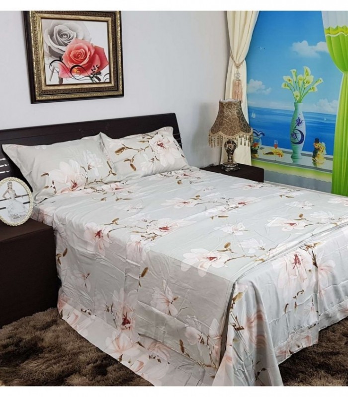 JUEGO DE SABANA 2.20X2.50 GRIS ESTAMPADO