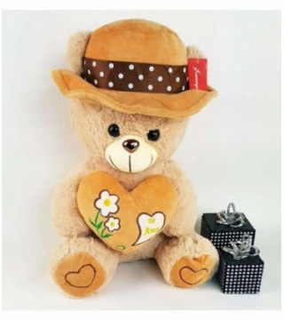 OSO DE PELUCHE CON SOMBRERO Y CORAZON