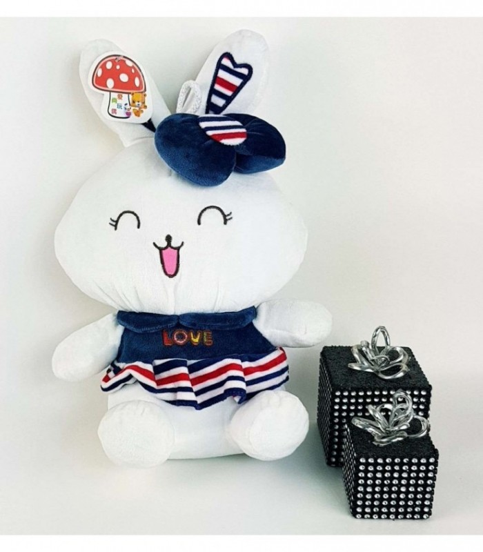 CONEJITO DE PELUCHE COLOR BLANCO COLORIDO