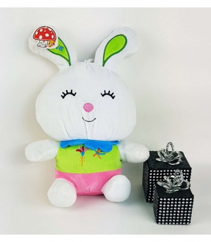 CONEJITO DE PELUCHE COLOR BLANCO COLORIDO