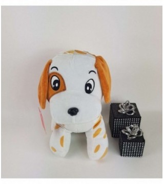 PERRITO DE PELUCHE COLOR BLANCO CON MARRON