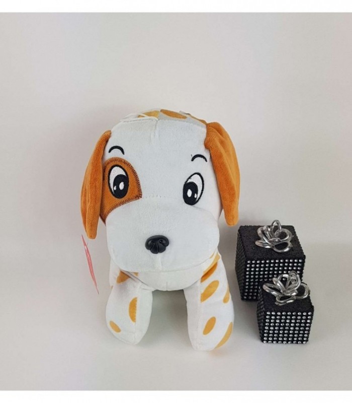 PERRITO DE PELUCHE COLOR BLANCO CON MARRON