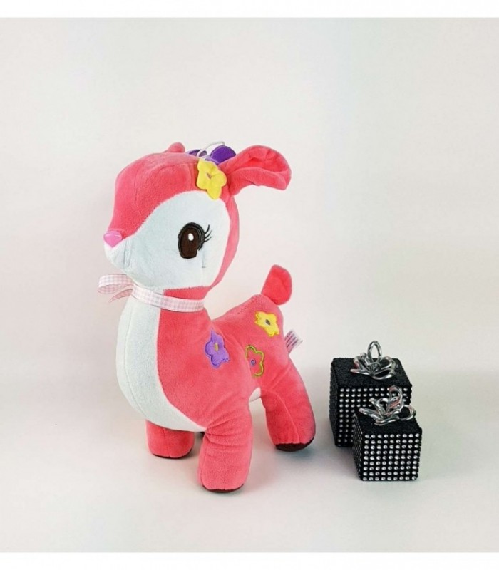 VENADITO DE PELUCHE COLOR SALMON CON BLANCO