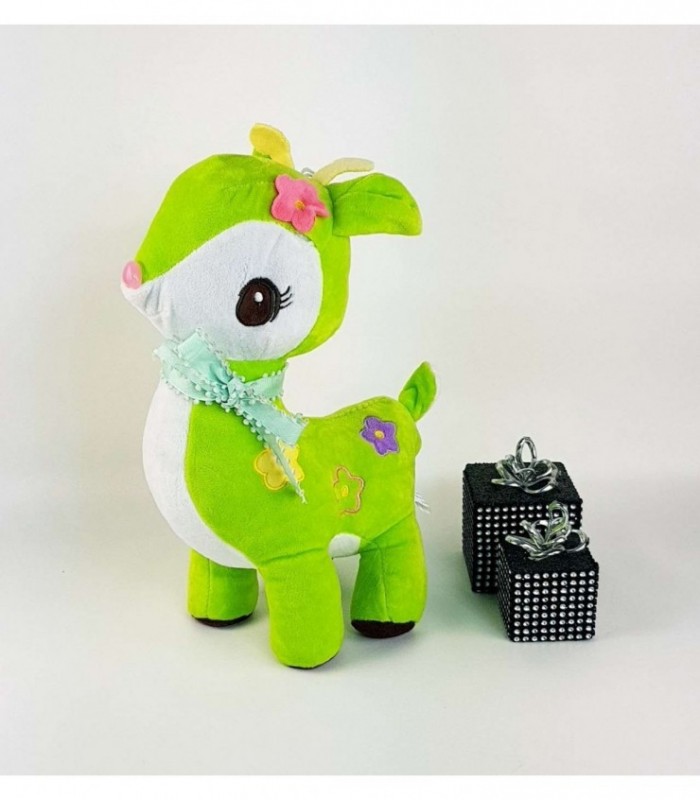 VENADITO DE PELUCHE COLOR VERDE CON BLANCO