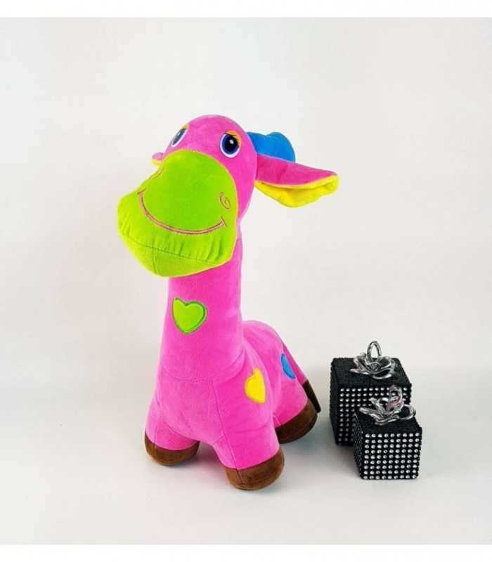 JIRAFA DE PELUCHE COLOR ROSA OSCURO
