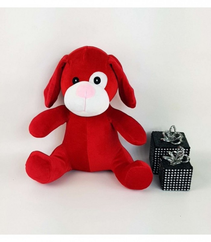 PERRITO DE PELUCHE COLOR ROJO
