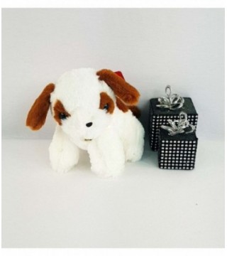 PERRITO DE PELUCHE COLOR BLANCO CON MARRON