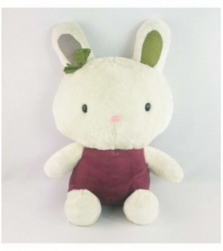 CONEJO DE PELUCHE COLOR CREMA CON LILA