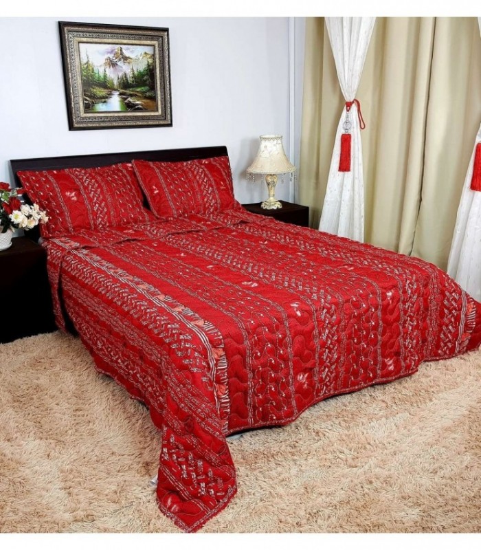 CUBRECAMA 2.30X2.50 ESTAMPADO ROJO